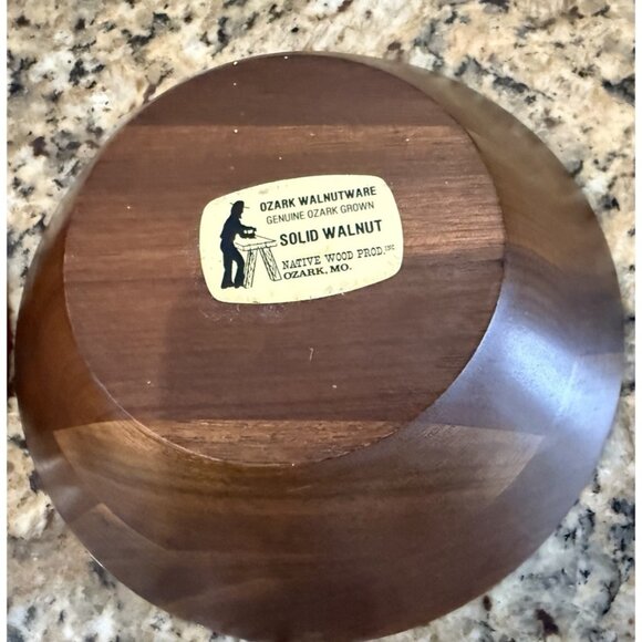 Ozark Walnutware  Solid Walnut Salad Bowls 6" Set of 2 Vintage - Picture 5 of 6